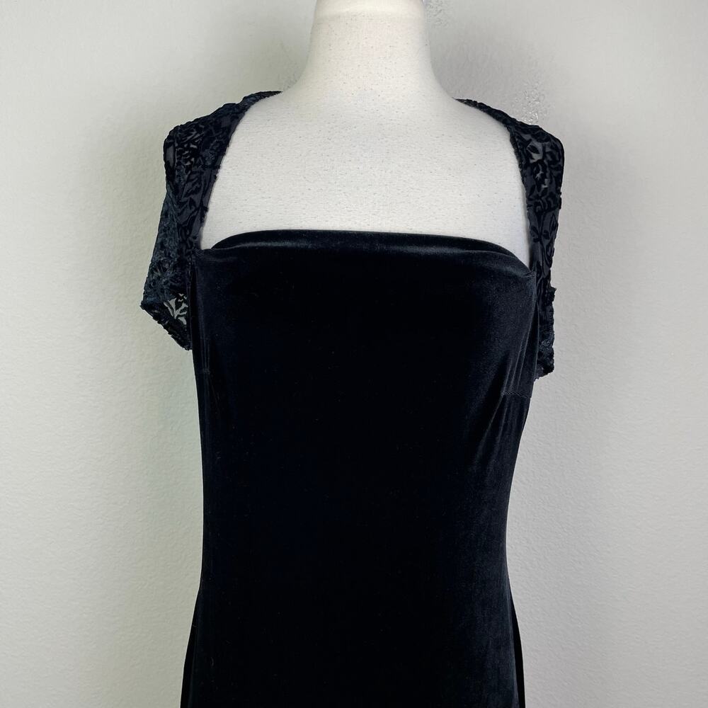Vintage Black Velvet Y2K 90s My Michelle   Whimsigoth Maxi Dress Medium - Picture 3 of 9
